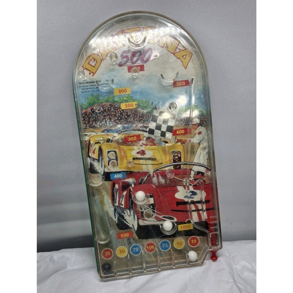 Vintage Wolverine Daytona 500 Auto Race Handheld Pinball Game Vintage Metal